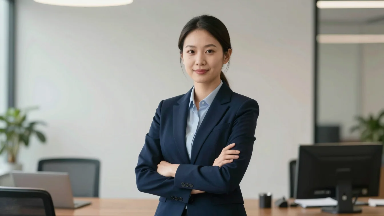 Professional portrait of a legal consultant in a modern office, s